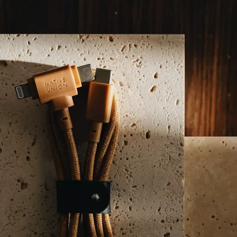 Cabo USB Native Union Belt Cabo Duo 1,5 m USB-C para USB-C/Lightning Amarelo