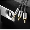 Cabo de áudio Vention BCFBJ 2 x RCA para minijack 3,5 mm, 5 m, preto, contactos dourados, revestimento PVC