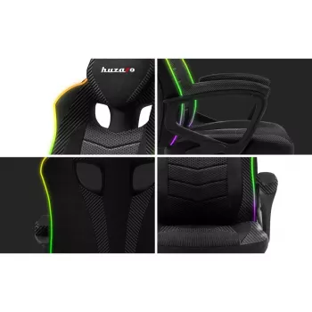 Cadeira gaming huzaro Force 2.5 RGB Mesh — malha respirável, iluminação RGB, altura ajustável, reclinável, capacidade de carga 130 kg