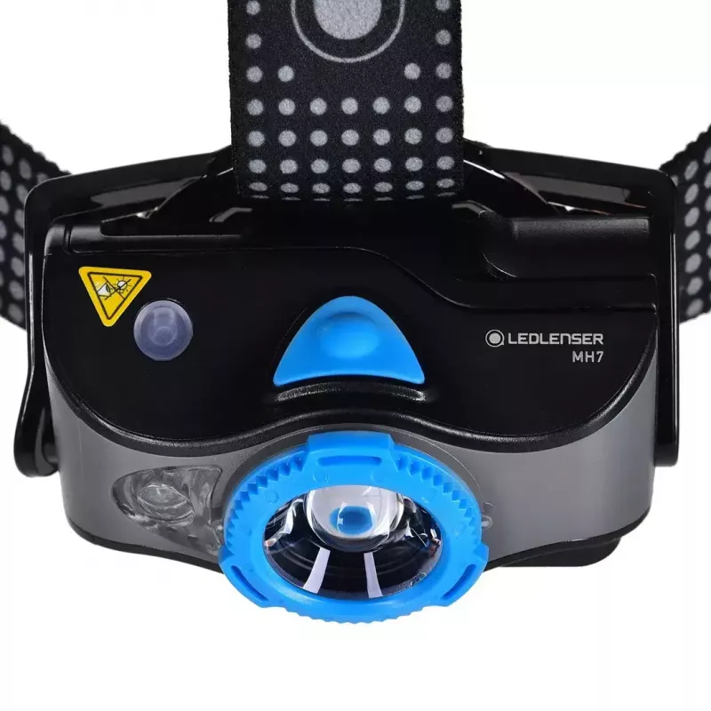 Lanterna de cabeça Ledlenser MH7 Preto Azul — lanterna de cabeça LED recarregável, 400 lúmenes, bateria integrada