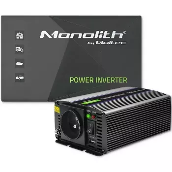 Conversor de tensão QOLTEC Monolith 600 MS Wave 12V para 230V 600W, onda pura/senoidal ou modificada conforme indicado