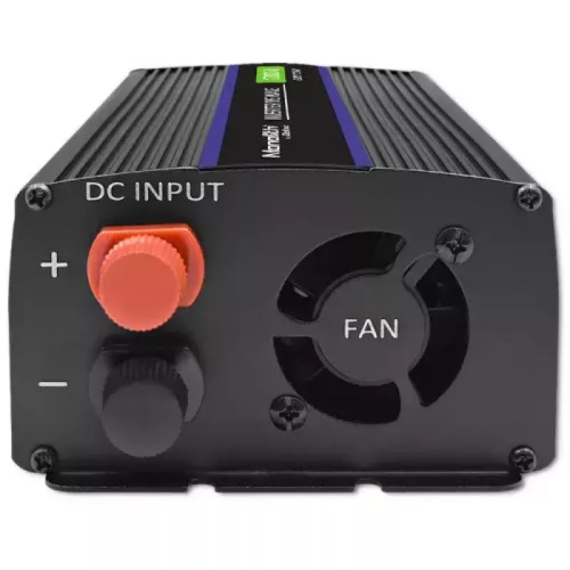 Inversor QOLTEC Monolith 600 W — 12 V para 230 V, USB PD 18 W, Auto/Interior, preto