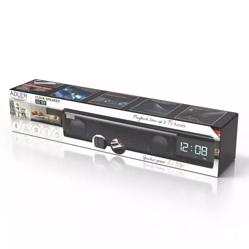 Altifalante Bluetooth portátil Adler AD 1191 5W, sem fios, compacto, preto