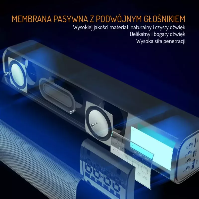 Altifalante Bluetooth portátil Adler AD 1191 5W, sem fios, compacto, preto