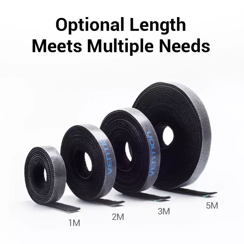 Abraçadeira de cabos com velcro Vention KAABJ, nylon, 5 m x 11 mm, preto