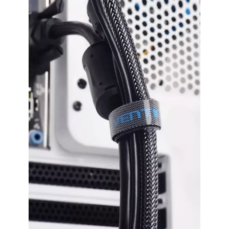 Abraçadeira de cabos com velcro Vention KAABJ, nylon, 5 m x 11 mm, preto