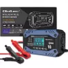 Carregador de bateria de automóvel QOLTEC 52482 12/24 V 5/10 A com visor LCD e ficha Type-F