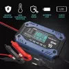 Carregador de bateria de automóvel QOLTEC 52482 12/24 V 5/10 A com visor LCD e ficha Type-F