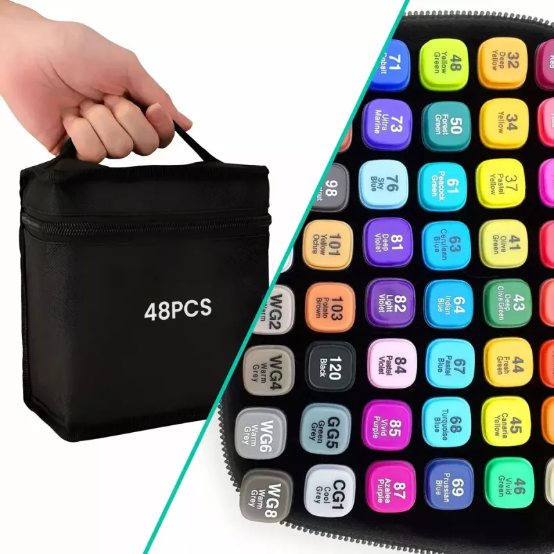 Conjunto de marcadores à base de álcool Extralink MARKERY 48 unidades — permanentes, cores sortidas
