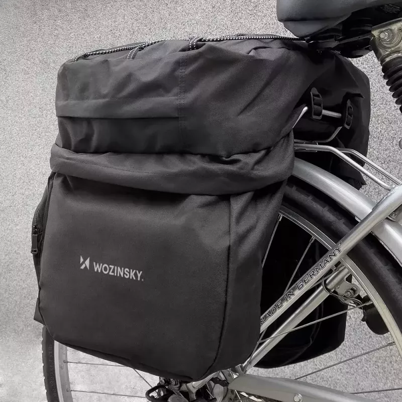 Bolsa de bicicleta Wozinsky WBB13BK 60L preta universal – bolsa de bagageiro, capacidade 60 L