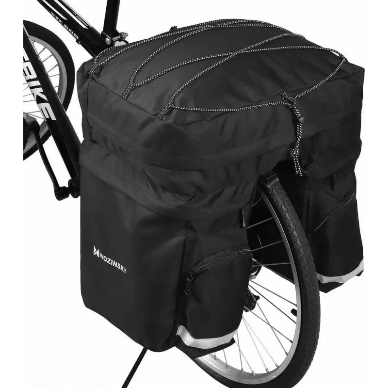 Bolsa de bicicleta Wozinsky WBB13BK 60L preta universal – bolsa de bagageiro, capacidade 60 L