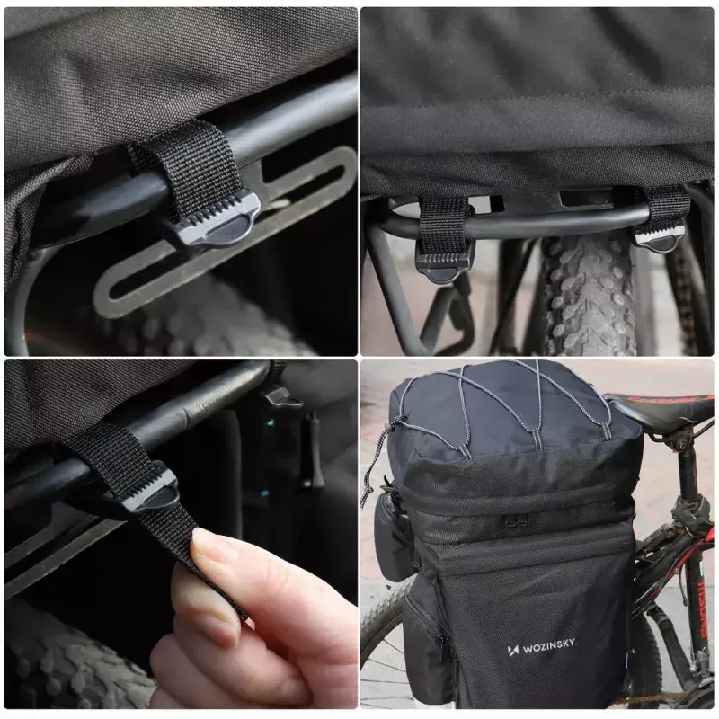 Bolsa de bicicleta Wozinsky WBB13BK 60L preta universal – bolsa de bagageiro, capacidade 60 L