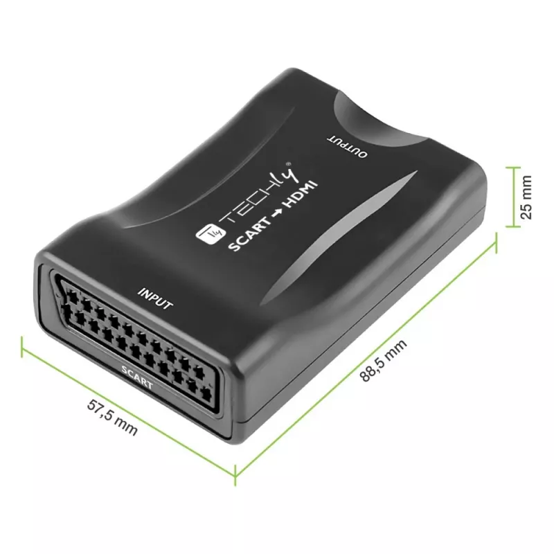 Techly IDATA SCART-HDMI3 conversor AV de Euro SCART para HDMI, 720p/1080p