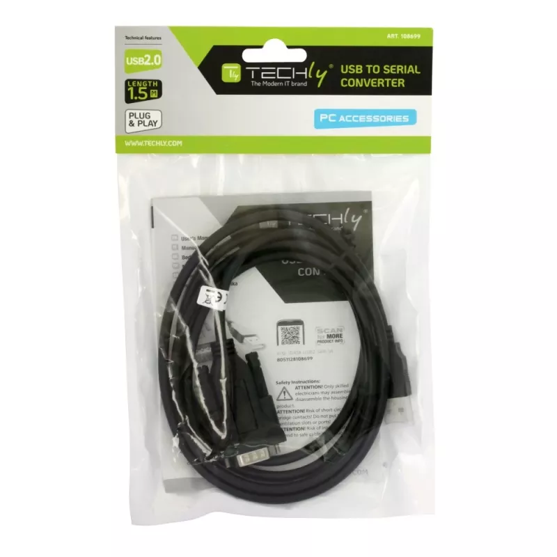 Cabo série Techly IDATA-USB2-SER-1 preto 1,5 m USB Type-A DB-9