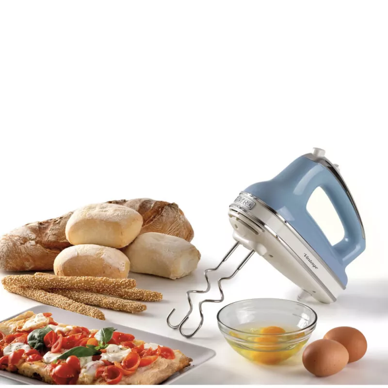 Batedeira Ariete 1548 Mixer Vintage, 450W, 5 velocidades, função turbo, 2 batedores, azul-celeste