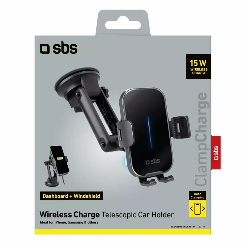 Suporte ativo para automóvel SBS Mobile TESUPEXTWIR15W para telemóveis, preto