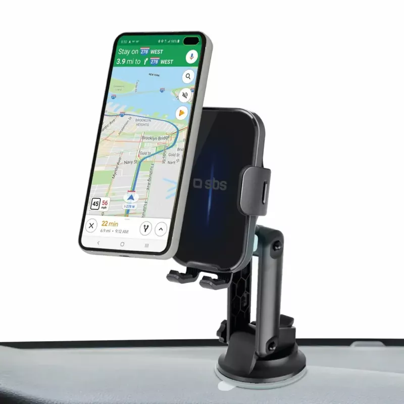 Suporte ativo para automóvel SBS Mobile TESUPEXTWIR15W para telemóveis, preto