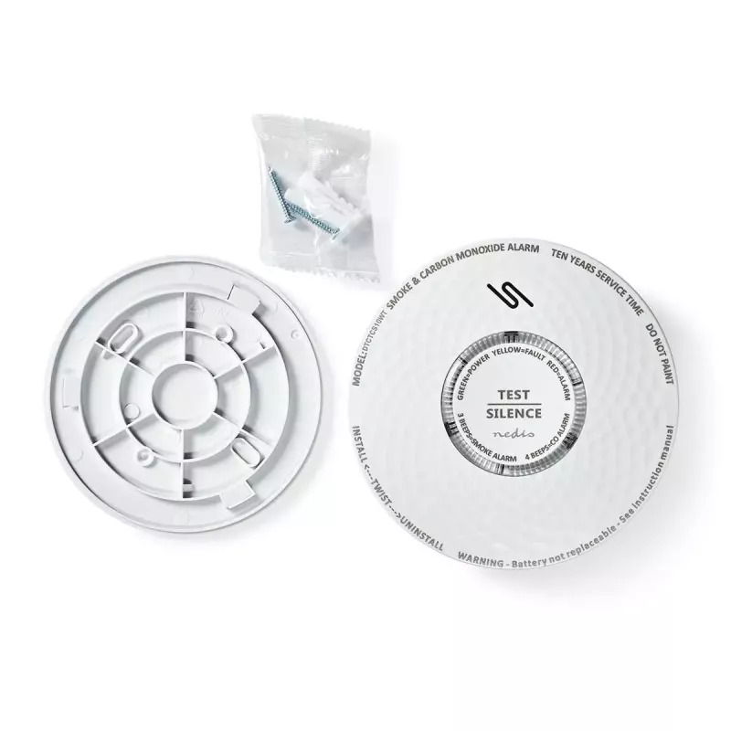 Nedis DTCTCS10WT Detetor combinado de fumo e monóxido de carbono, branco