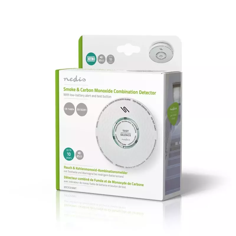 Nedis DTCTCS10WT Detetor combinado de fumo e monóxido de carbono, branco