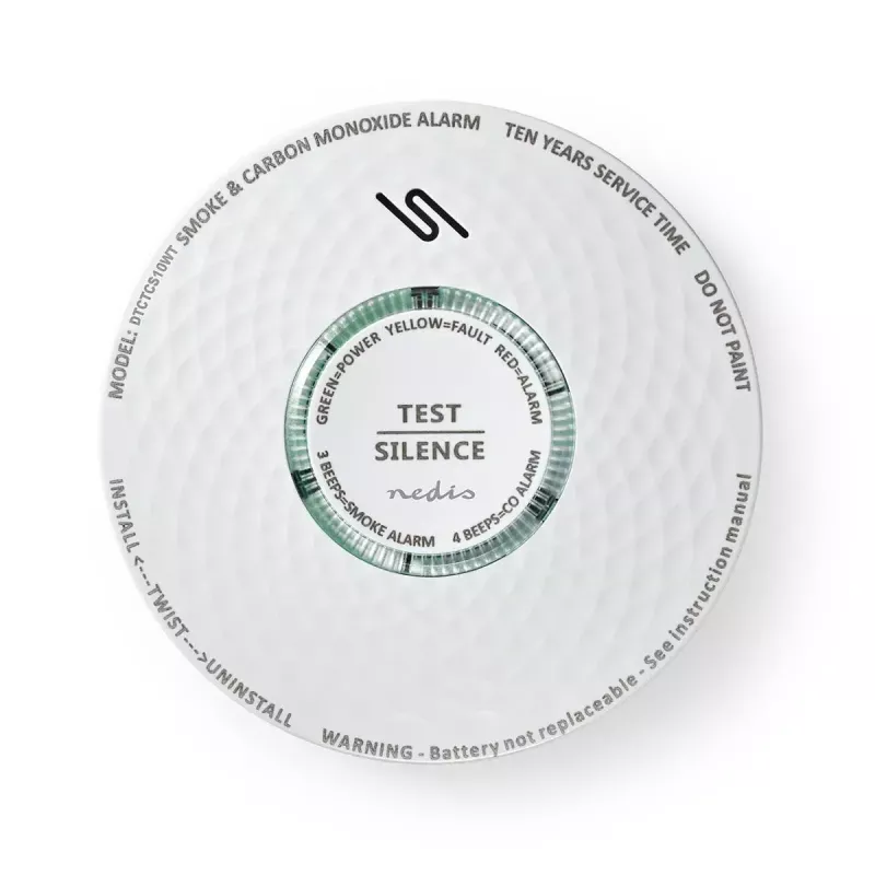 Nedis DTCTCS10WT Detetor combinado de fumo e monóxido de carbono, branco