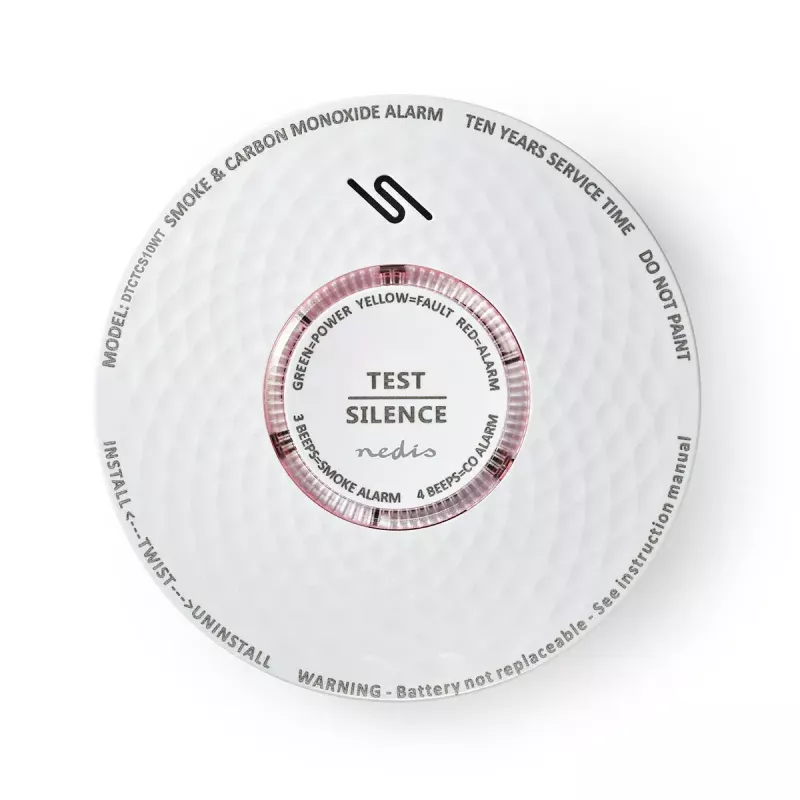 Nedis DTCTCS10WT Detetor combinado de fumo e monóxido de carbono, branco