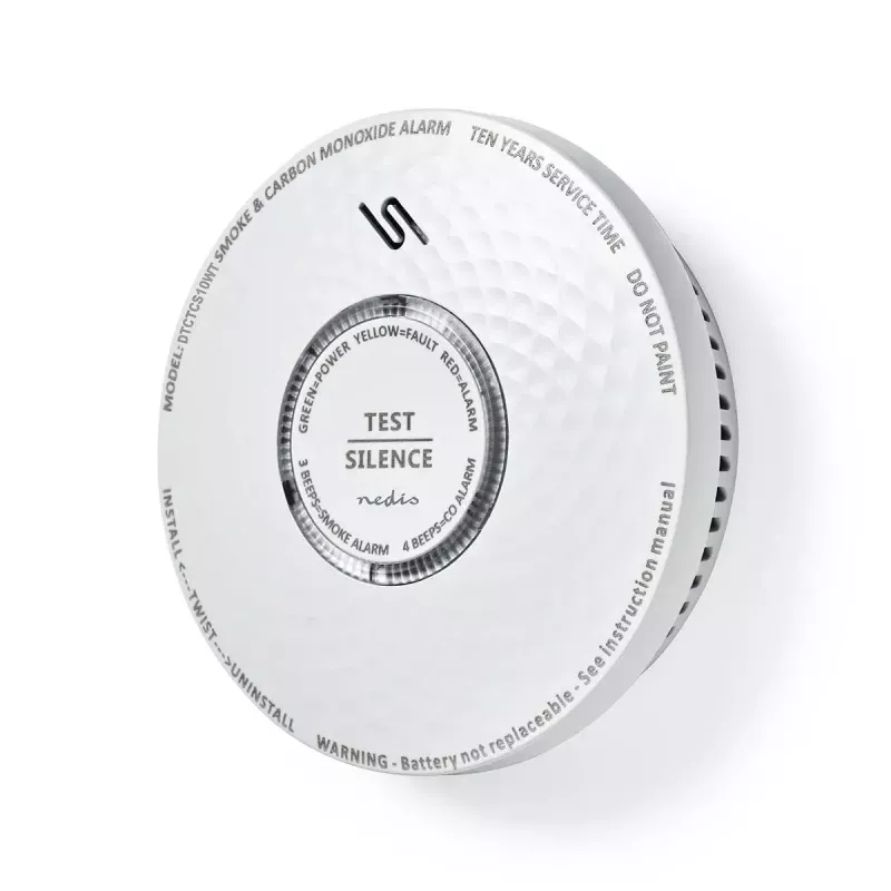 Nedis DTCTCS10WT Detetor combinado de fumo e monóxido de carbono, branco