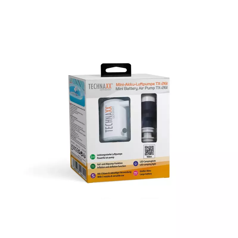 Bomba de ar elétrica Technaxx TX-261 180 l/min bateria 1360 mAh
