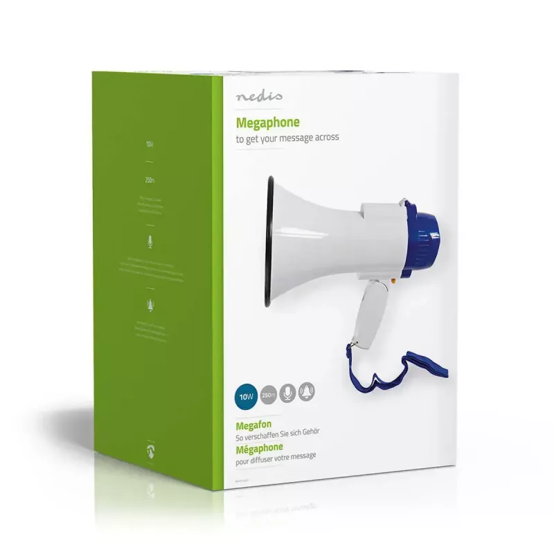 Megafone Nedis MEPH150WT branco azul 15 W alcance 150 m