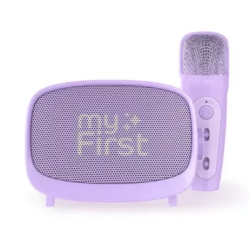 Altifalante portátil para crianças MYFIRST myFirst Voice 2 – roxo, dispositivo áudio compacto recarregável para crianças
