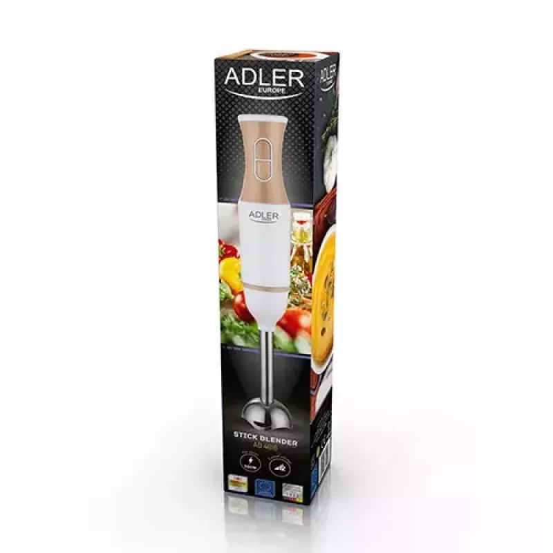 Varinha mágica Adler AD 4616 — varinha mágica manual, 500 W máx, 2 velocidades, lâminas em aço inoxidável, branca