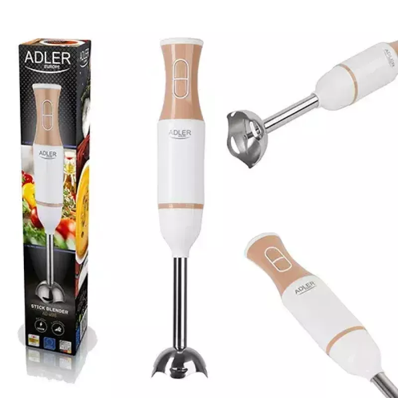 Varinha mágica Adler AD 4616 — varinha mágica manual, 500 W máx, 2 velocidades, lâminas em aço inoxidável, branca