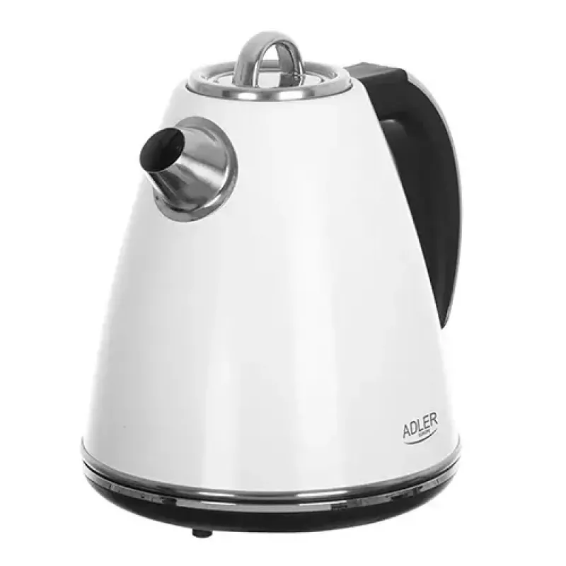 Adler AD 1343 chaleira elétrica, 1,5 l, 1850 W, aço inoxidável, Strix, branca