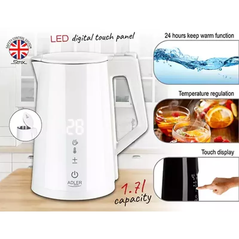Chaleira elétrica Adler 1,7 l 1850 W branca