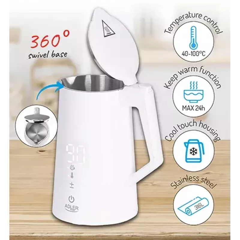 Chaleira elétrica Adler 1,7 l 1850 W branca