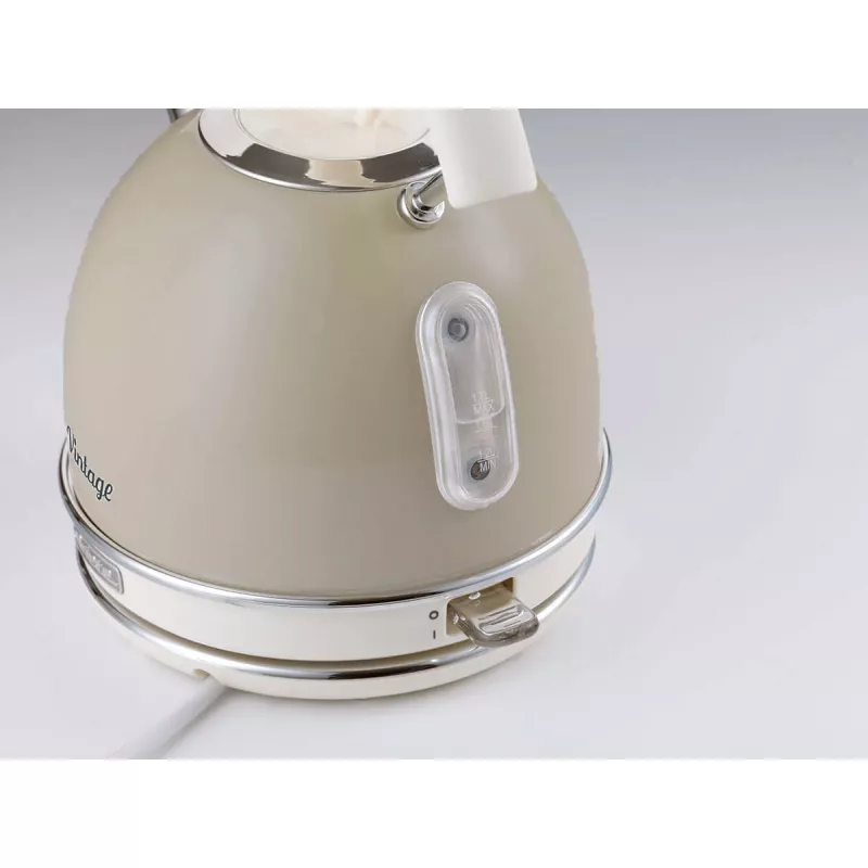 Chaleira elétrica Ariete 2877 Vintage, 1,7 L, sem fios, bege, 1,7 L, 2000 W, bege, indicador de nível de água, sem fios, filtro