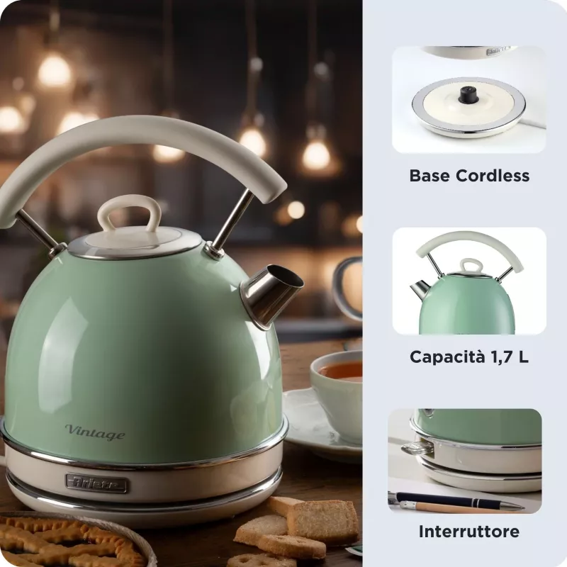 Chaleira elétrica ARIETE Vintage A2877/04 verde-clara