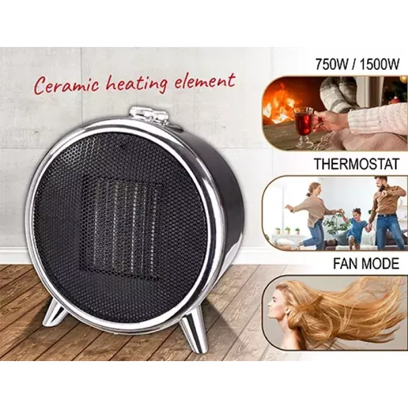Termoventilador cerâmico elétrico Adler AD 7742 — 1500/750 W, de pé, 220–240 V, preto/prateado