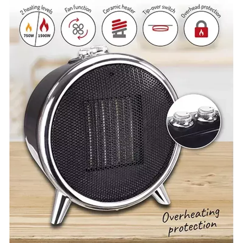 Termoventilador cerâmico elétrico Adler AD 7742 — 1500/750 W, de pé, 220–240 V, preto/prateado