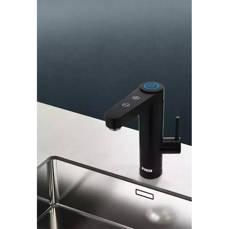N'OVEEN IWH965 INOX BLACK torneira com aquecedor de água instantâneo, aço inoxidável, painel tátil LED, IPX4, até 55 °C, preto
