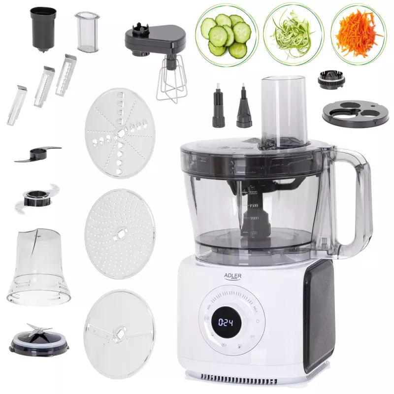 Adler AD 4224 robô de cozinha, 1000 W, taça de 2 l, 7 velocidades, branco