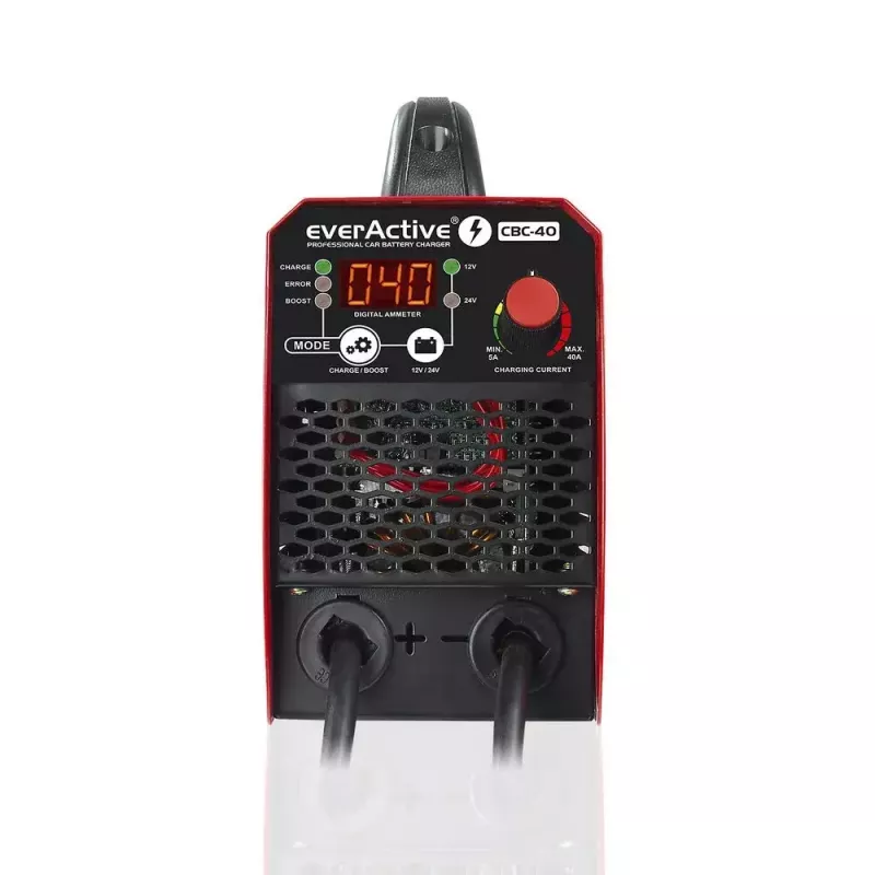 Carregador de automóvel everActive CBC40 12V/24V, carregador de bateria de veículo compatível com sistemas de 12V e 24V