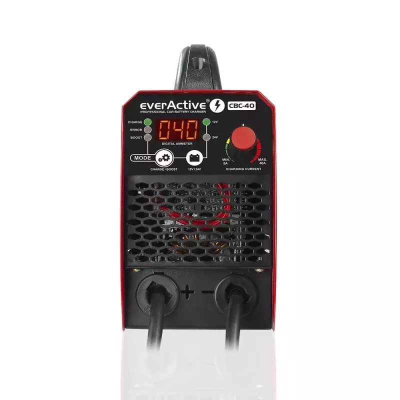 Carregador de automóvel everActive CBC40 12V/24V, carregador de bateria de veículo compatível com sistemas de 12V e 24V