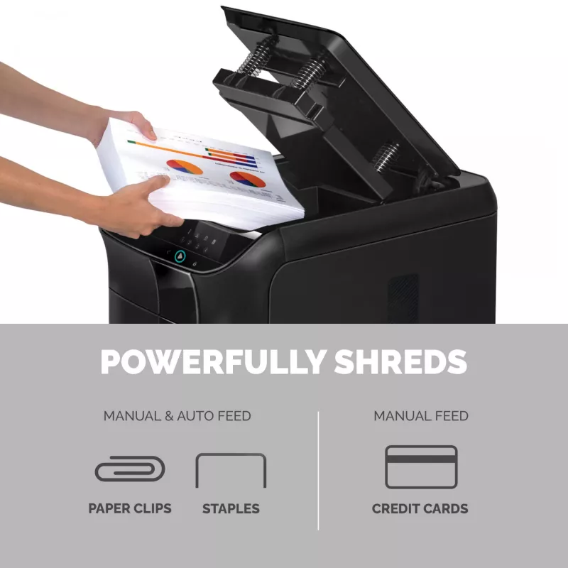 Destruidora de papel Fellowes AutoMax 600M corte micro 60 dB 23 cm preto
