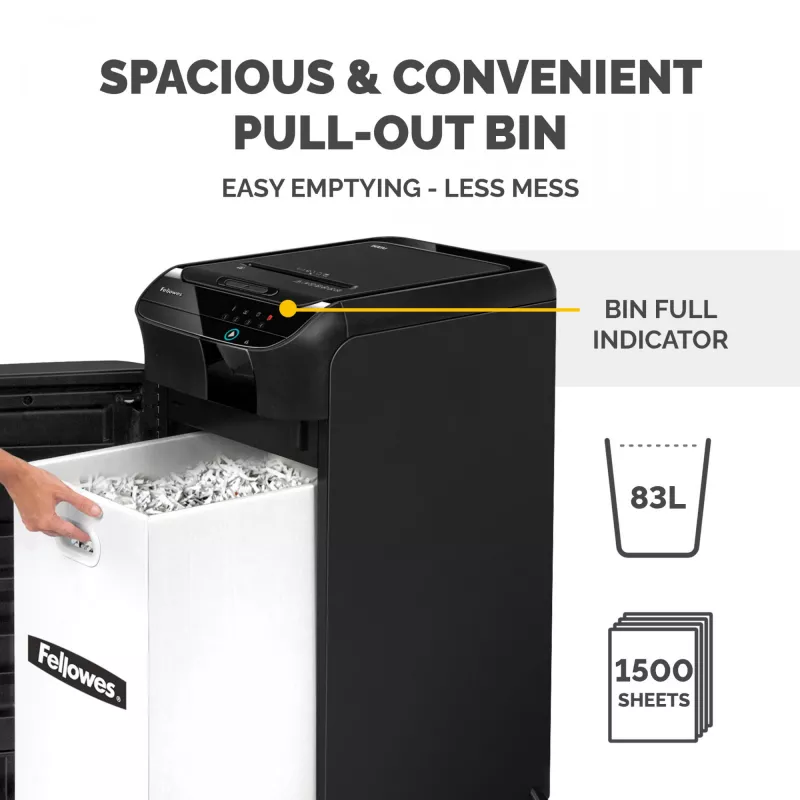 Destruidora de papel Fellowes AutoMax 600M corte micro 60 dB 23 cm preto