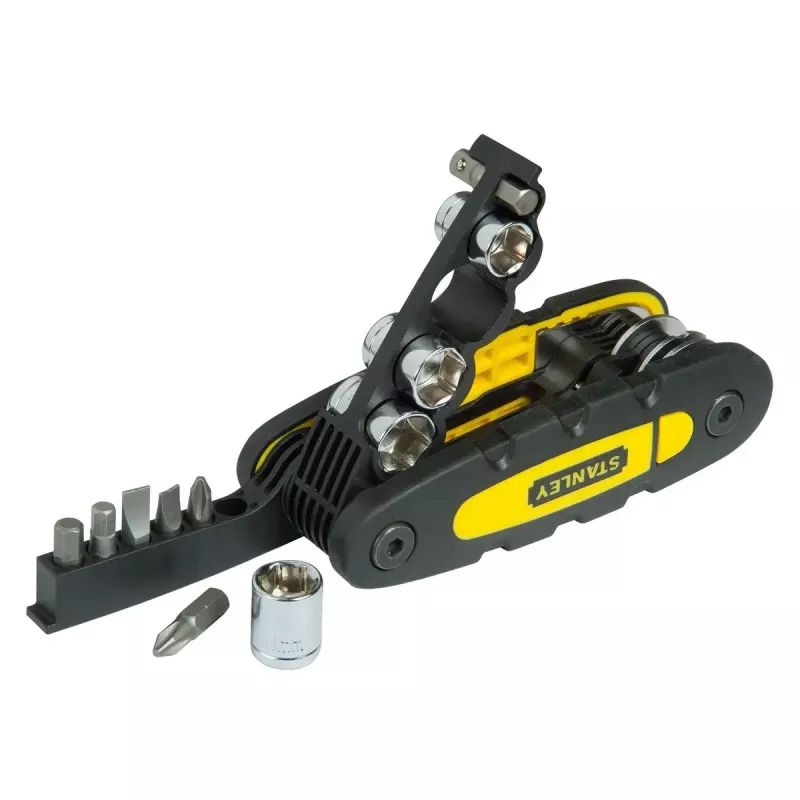 Multiferramenta STANLEY 14 em 1 ferramenta dobrável com bloqueio, preto/amarelo, 14 funções
