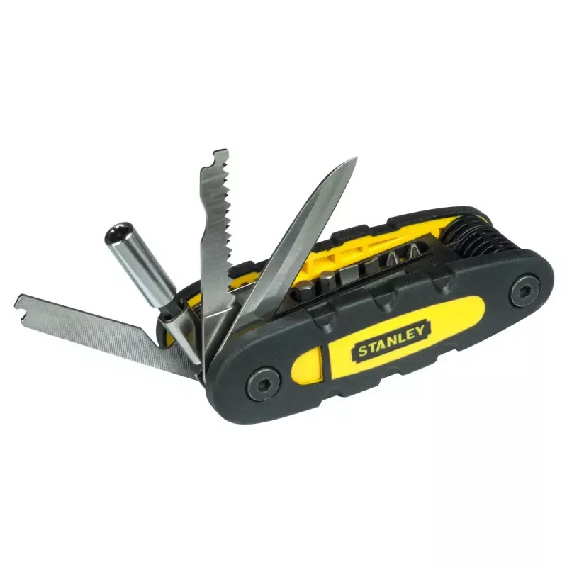 Multiferramenta STANLEY 14 em 1 ferramenta dobrável com bloqueio, preto/amarelo, 14 funções