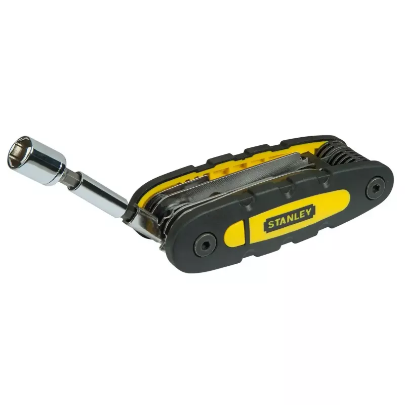 Multiferramenta STANLEY 14 em 1 ferramenta dobrável com bloqueio, preto/amarelo, 14 funções