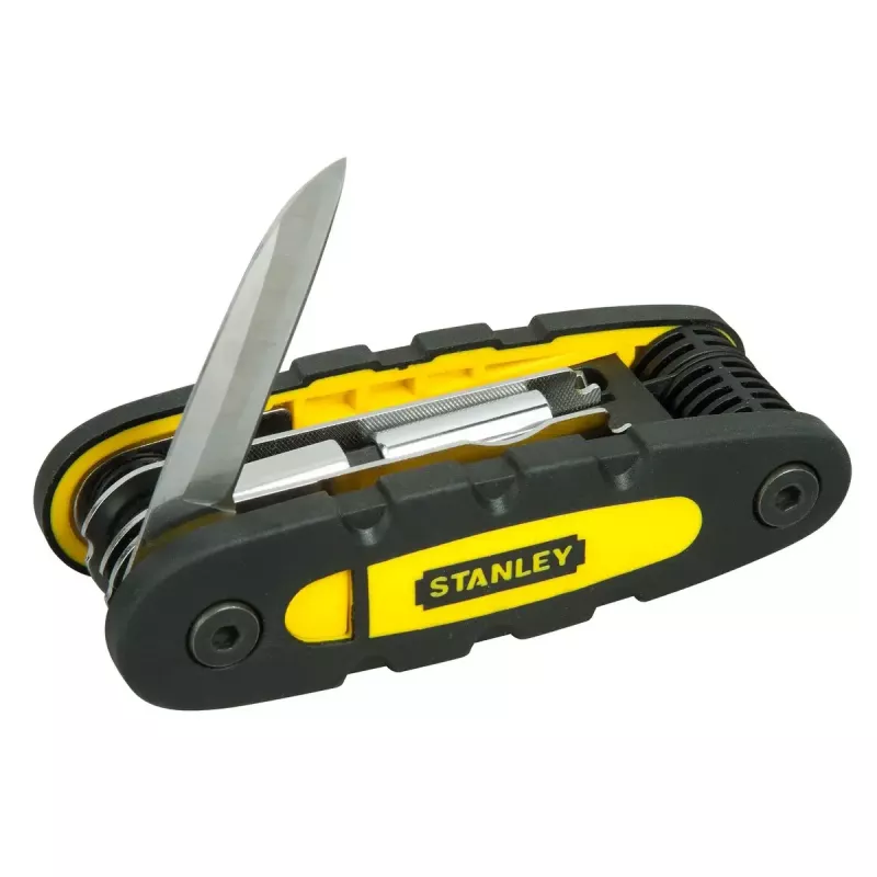 Multiferramenta STANLEY 14 em 1 ferramenta dobrável com bloqueio, preto/amarelo, 14 funções