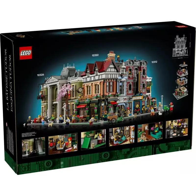 Conjunto de construção LEGO Icons 10350 Casa de Canto Tudor — 3.266 peças, 8 minifiguras, idade 18+, 260×250×310 mm