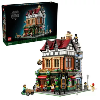 Conjunto de construção LEGO Icons 10350 Casa de Canto Tudor — 3.266 peças, 8 minifiguras, idade 18+, 260×250×310 mm